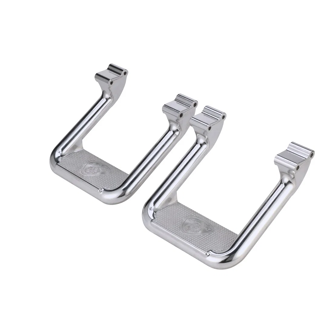 109772 – CARR Truck Step, Cab Mount Direct-Fit Set Of 2 Flat Step Non-Extendable Stationary Polished Aluminum